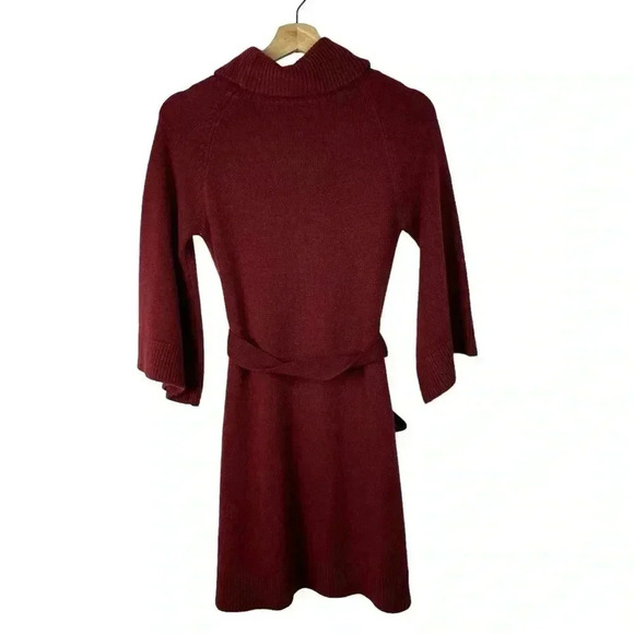 Mossimo Burgundy Red Tie Waist Turtleneck Sweater Dress XS - Picture 2 of 4